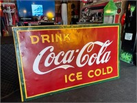 3ft x 5ft Metal/Wood Framed Coca-Cola Sign