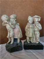 Pair of Stone Children Figures