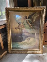 Large Framed Angels and Child Print