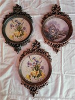 3x Coppercraft Ornate Framed Prints