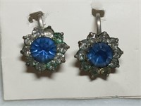 OF) Sterling silver earrings, missing one stone