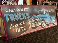 3ft x 16” Metal Hand Painted Chevrolet Truck Sign