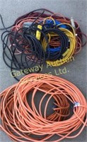 Various extension cords and electrical cables