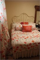 Double Bed with Metal Headboard, Lovely Bedding &