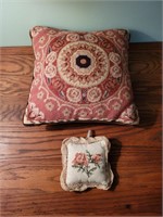 Embroidered pillows.  12x12 & 5x5.