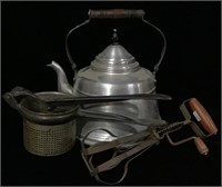 Antique Kitchen Utensils & Teapot