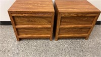 Pair Nightstands 2 Drawers Each