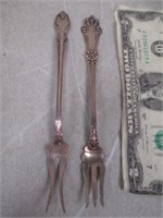 2 Vintage Sterling Silver Cocktail Appetizer Forks