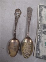 2 Vtg Wisconsin Collector Sterling Silver Spoons