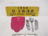 Vintage Metal 1950 Fort Riley, Kansas Plate