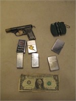 Vintage Lighter Lot - 3 Zippos, Pistol/Handgun