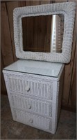 3 Drawer Wicker Chest 21x15x26 & Mirror 24x21