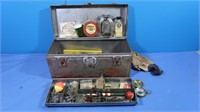 Vintage Metal Tackle Box & Contents 14x6x7