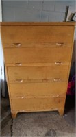 5 Drawer Deco Style Oak Dresser 32x19x52 (side