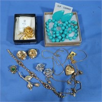 Costume Jewelry Earrings, Pins, Necklaces