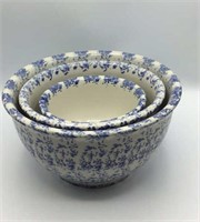 Blue sponge ware nest bowl set