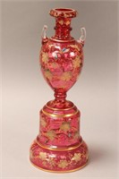 19th Century Moser Twin Handled Urn on Stand,