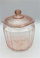 Mayfair pink depression biscuit jar