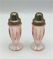 Pink depression salt and pepper shakers