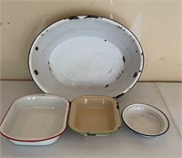 Graniteware lot-wash bowl, pans etc
