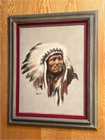 Original Watercolor Navajo Chief by Ora Lee Small