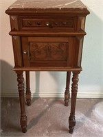 Vintage Telephone Table w Marble Top & Turned Legs