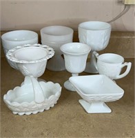 8pc milk glass dish lot