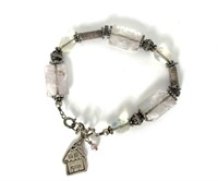 Sterling & Glass Bead Bracelet w/ Charm 22.1g