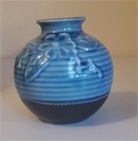 Blue/black painted vase. 5½"