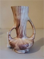 Cream and brown painted vase. 7½"