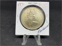 1971 Bahamas One Dollar Silver Coin