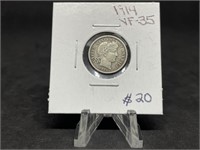 1914 Barber Dime - VF 35 - Better Condition