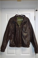 Mens Brown Leather Zip Jacket Size 42