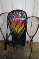Lot of 3 Racketball Rackets,Saftey Glasses