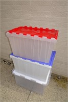 3 Plastic Totes with Connector Lids