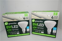 NEW Two Packages of Greenlite 4pack LED Flood Ligh
