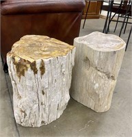 Qty (2) Extremely Heavy Petrified Wood Stumps 18"