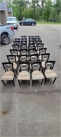 27-Black Metal Frame Chairs, wood seats