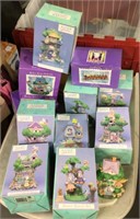 Easter Village pieces in boxes