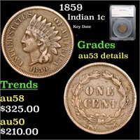 1859 Indian Cent 1c Grades Select AlU details