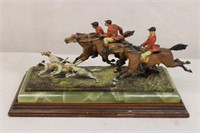 Painted Bronze of A Fox Hunt
