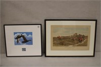2pc. Signed & numbered Duck print w/ Stamp & Fox
