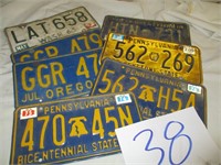 7 VINTAGE LICENSE PLATES