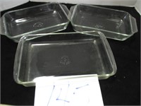 3 CLEAR GLASS BAKING CASSAROLE DISHES