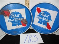 2 PABST BLUE RIBBON BEER TRAYS