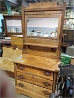 SMALL 3 DR DRESSER W/MIRROR AND WOOD PULLS