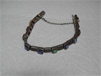 Sterling Silver Bracelet Marcasite & Abalone