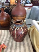Brown and cream ceramic vase