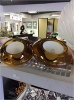 Set of two amber glass sconces