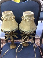 Set of two small palm tree lamps